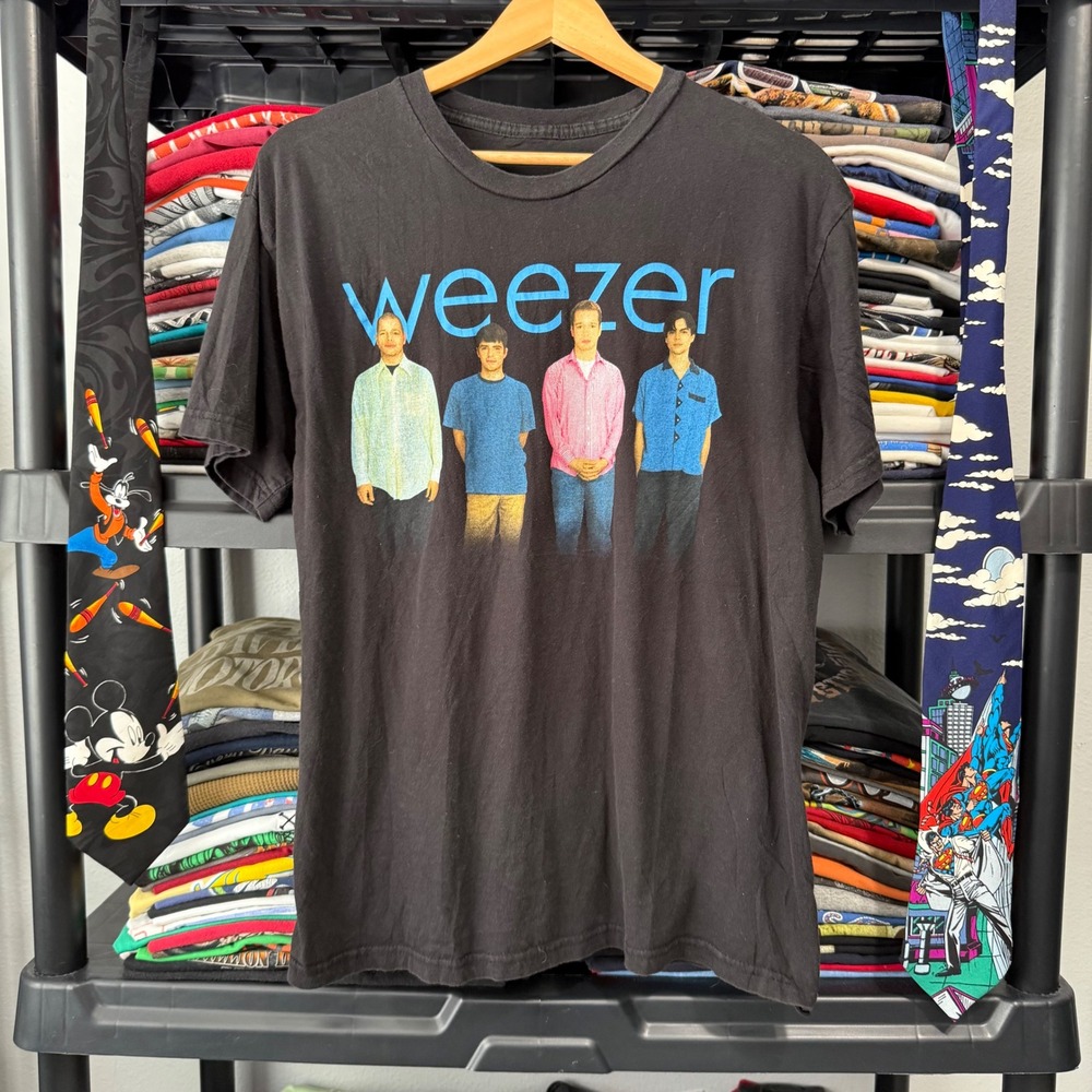 Vintage Black Weezer Blue Album Graphic Band T-Shirt Large